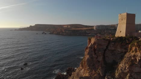 AERIAL:-Coastline-of-Malta-island-next-to-Golden-Beach-Bay