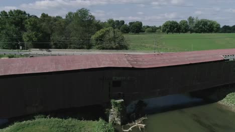 Dismantling-of-a-174-Year-Old-Burr-Arch-Truss-Design-Covered-Bridge,-Dual-Span-in-the-Pennsylvania-Dutch-Country