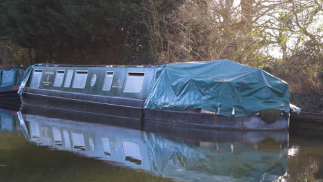 Canal-longboat-moored-up