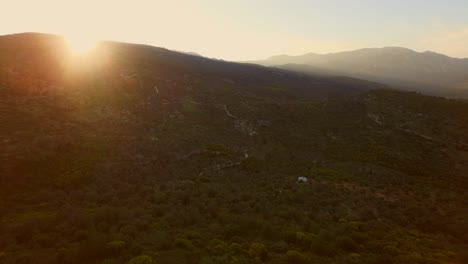Aerial:-The-mountains-of-the-Greek-island-Samos-during-sunset