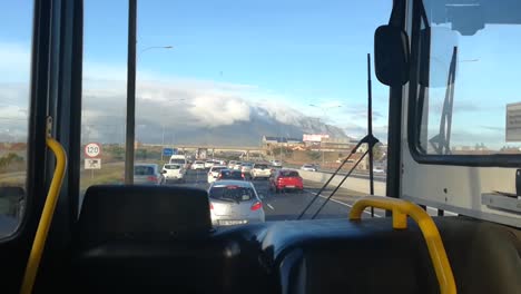 Slow-moving-traffic-in-Cape-Town-from-the-inside-of-a-bus