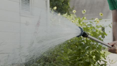 Garden-plant-sprayer-sprays-water-in-slow-motion