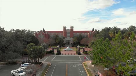 Aerial-Shot-of-the-Westcott-Building-at-FSU-in-Tallahassee,-Florida-USA