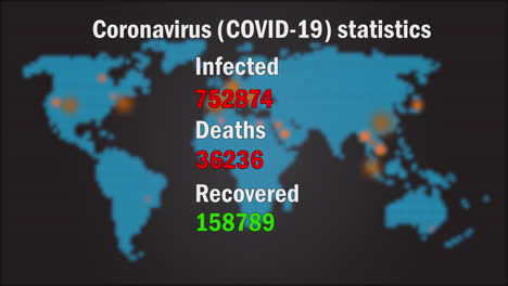 Corona-virus-spread-statistics-on-digital-dot-matrix-map-COVID-19-information