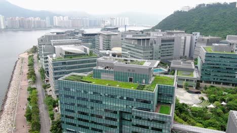 Hong-Kong-Science-Park-buildings,-Aerial-view