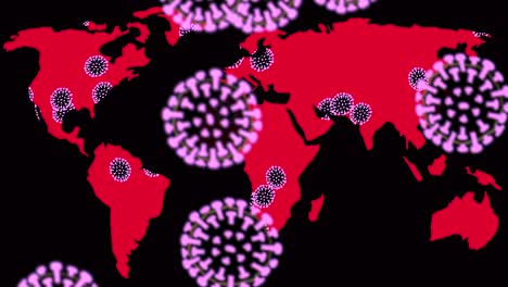 Brote-Mundial-De-Virus-De-La-Corona-Leyendo-El-Mapa-Mundial,-Animación