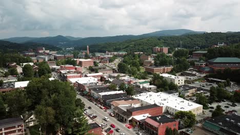 Aerial-push-over-the-Town-of-Boone-North-Carolina