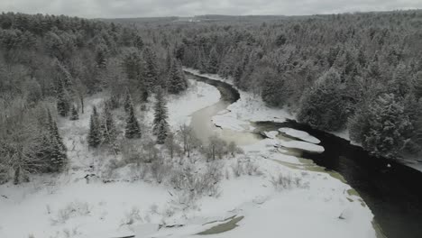 Frozen-Piscataquis-river.-Maine.-USA.-Orbit-aerial