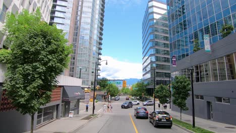 Fahrt-Durch-Das-Stadtzentrum-Von-Vancouver-In-Der-Nähe-Der-W-Hastings-Street