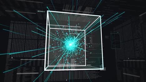 Innerhalb-Eines-Computernetzwerks-–-Künstliche-Intelligenz-–-Codedatenzeilen-–-Wiederholbare-3D-Animation