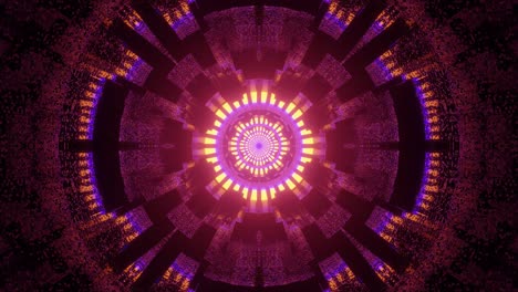 Sci-fi-motion-graphics:-pink,-yellow-and-purple-circular-tunnel-and-patterns