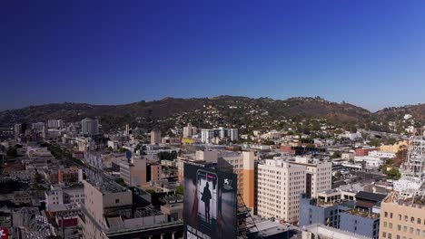 Rising-and-panning-aerial-shot-of-downtown-Hollywood-and-Hollywood-Blvd