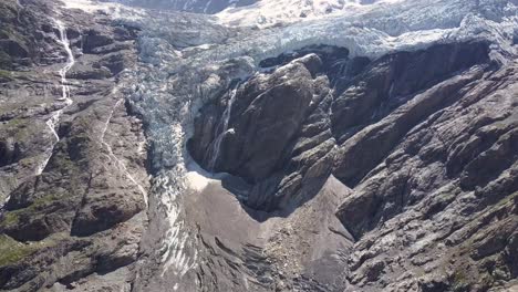Aerial-approach-to-a-glacier-on-the-Swiss-alps-in-summer