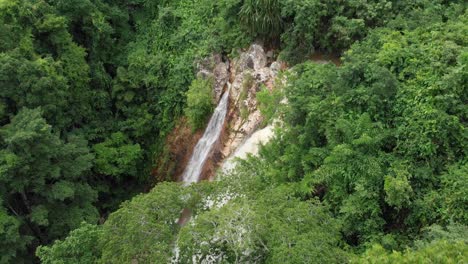 Pristine-Waterfall-surrounded-by-Lush-Green-Jungle-Rainforest
