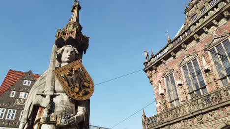 Bremen,-Alemania,-Roland,-Estatua-De-La-Libertad,-Con,-Viejo,-Histórico,-Comerciante,-Casas,-Y,-Bremen,-Ayuntamiento,-Unesco,-Mundo,-Herencia,-Sitio