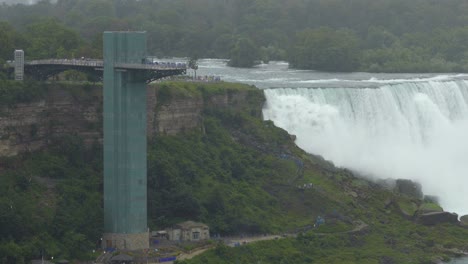 Menschen-Draußen-Auf-Dem-Aussichtsturm-Mit-Blick-Auf-Die-Gewaltigen-Niagarafälle