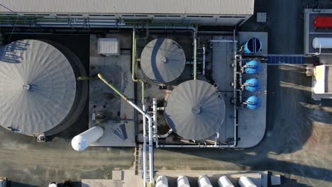 Drone-footage-looking-down-on-the-reverse-osmosis-desalination-plant-in-Paphos,-Cyprus