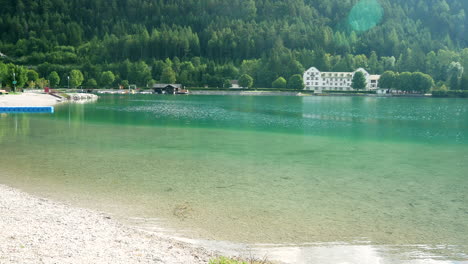 Beautiful-clear-water-at-Achensee-lake-at-Tirol-in-Austria-during-sunny-day