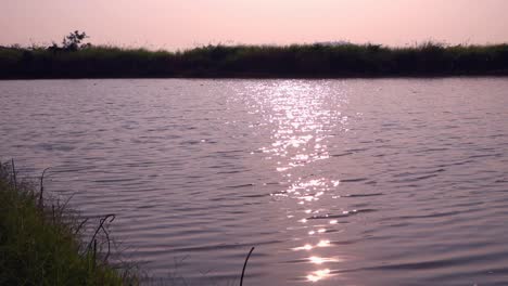 Sun-Reflecting-on-the-Water-at-Sunset-in-the-Countryside