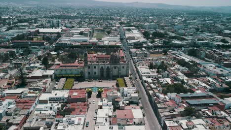 Aerial-rotational-view-of-downtown-city-of-Queretaro-in-Mexico