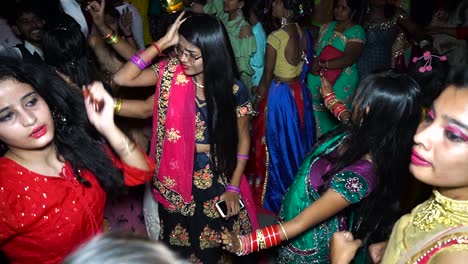 People-dancing-wildly-on-the-street-in-the-Indian-wedding-Baraat