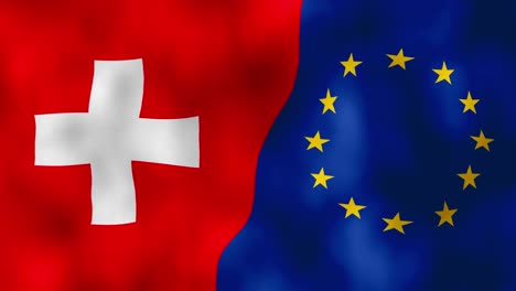 Swiss-and-EU-Flags-waving-in-wind