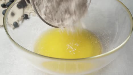 Closeup-Of-Flour-And-Melted-Butter,-Baking-Food-Preparation