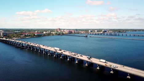 Traffic-along-Bridge-Over-Manatee-River-Near-Bradenton-Florida,-Bradenton-Fla