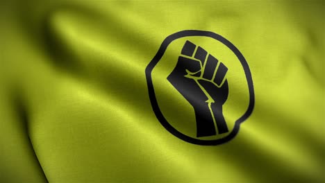 Angled-view-of-the-fist-of-powerFlag-flapping-in-HD