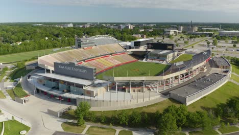Jack-Trice-Stadium-Revealed-on-Beautiful-Summer-Day-in-Ames,-Iowa