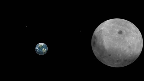Wunderschöne-Weltraumansicht-Des-Mondes,-Der-Die-Erde-Umkreist