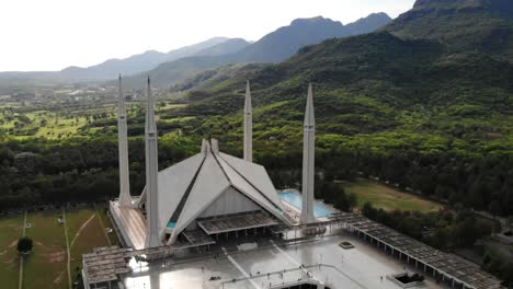 Aerial-View-Of-Faisal-Masjid-At-Foothills-Of Margalla-Hills