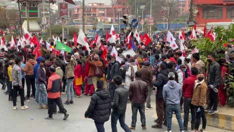 Katmandú,-Nepal---10-De-Febrero-De-2021:-Un-Mitin-Político-Del-Partido-Comunista-Durante-La-época-Electoral-En-La-Ciudad-De-Katmandú,-Nepal