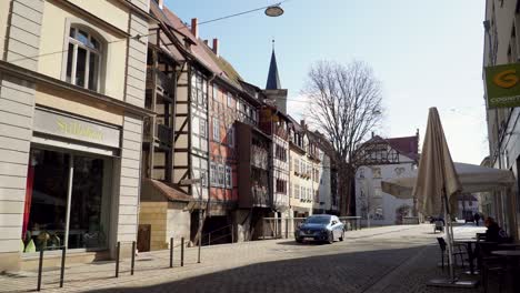 Morning-Scenery-of-Ancient-Krämerbrucke-in-Historic-Old-Town-of-Erfurt