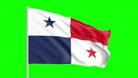 Nationalflagge-Von-Panama-Weht-Im-Wind-Auf-Grünem-Bildschirm-Mit-Alpha-Matte