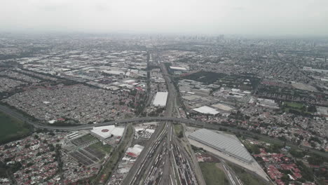 Aerial-view-of-cargo-train-station-in-Mexico-city