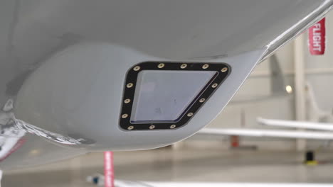 FLIR-Forward-Looking-Infra-Red-Camera-in-Jet-Aircraft's-Nose,-Close-Up