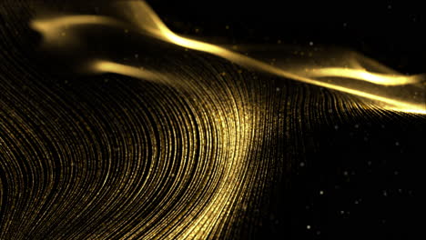 Digitales-Gold-Abstrakte-Luxuriöse-Funkelnde-Defokussierungswellenpartikel-Fließen-Hintergrund