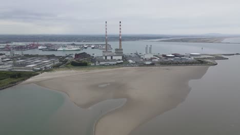 Power-plant-carbon-footprint-land-at-Sandymount-Strand-Poolbeg-Dublin