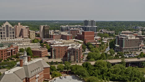 Greenville-South-Carolina-Aerial-v17-drone-hovering-above-west-end-and-downtown-neighbourhoods-capturing-historic-buildings-and-urban-cityscape---Shot-with-Inspire-2,-X7-camera---May-2021