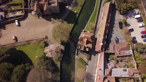 Aerial-shot,-top-down-of-the-River-Stour-in-Canterbury,-Kent