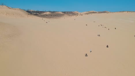 Drone-Shot-of-Sleeping-Bear-Sand-Dunes-National-Lakeshore-in-Michigan