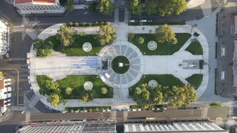 Aerial-Drone-top-view-of-May-Square,-Buenos-Aires-Argentina