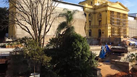 Ipiranga-museum,-the-historical-palace-and-monument-in-Sao-Paulo-city,-under-renovation-for-the-reopening-of-the-bicentennary-in-2022