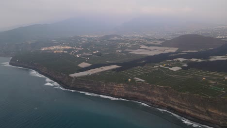 Campos-De-Plantaciones-De-Banano-Destruidos-Por-Lava-Solidificada,-Isla-De-La-Palma