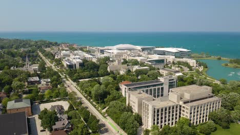 Wide-Aerial-Pullback-Reveals-Northwestern-University-Campus