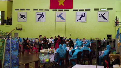 vaccination-of-foreigners-of-mui-ne,-location-at-sports-hall-in-Phan-thiet,-Binh-thuan,-Vietnam,-September-12,-2021
