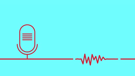 Podcast-Mikrofon-Und-Audiowellenform-Rot-Auf-Blau
