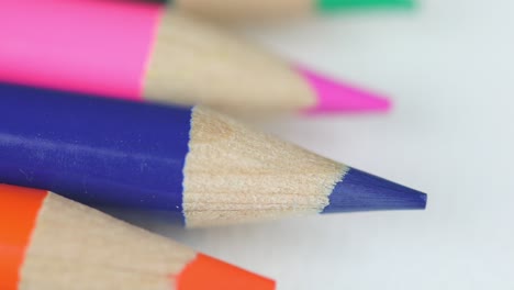 Macro-Of-Sharpened-Coloring-Pencils-Isolated-On-White-Background---selective-focus