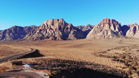 Scenic-view-and-aerial-panorama-near-Red-Rock-Canyon-in-Nevada